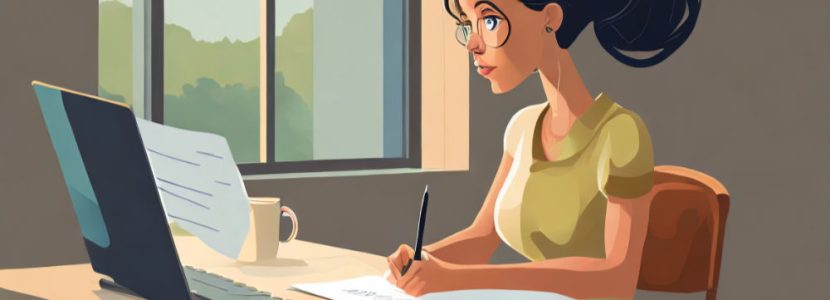 Resume Writing - Header Image of woman at computer by Adobe AI